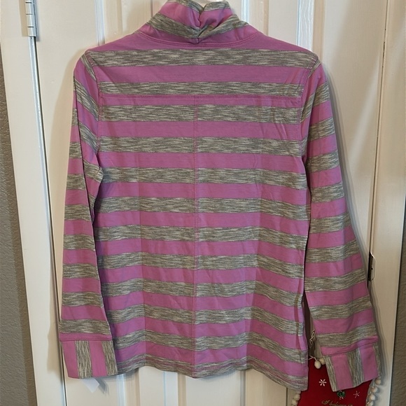 T by Talbots Women’s (S) Pink Gray Striped Cowl Neck Longsleeve Tee Top NWT - Picture 8 of 9
